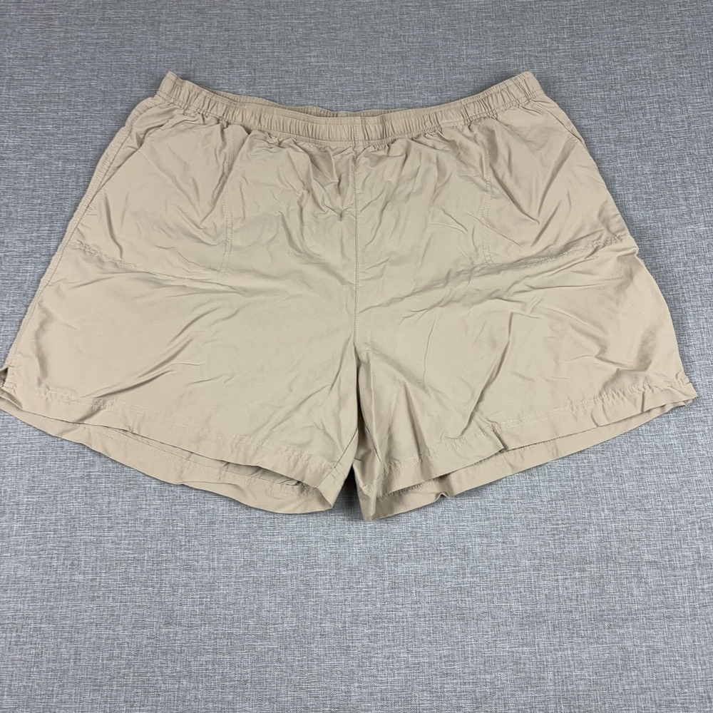 Columbia Shorts Mens 2XL Beige Nylon Swim Trunks Mesh Lined Elastic Quick Dry